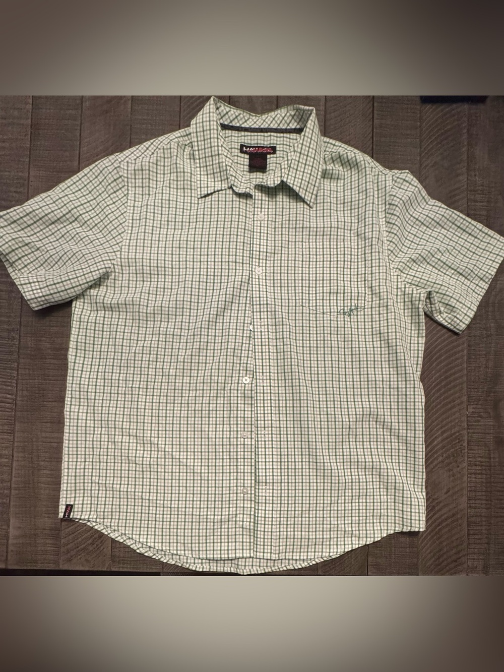 Y2K Tony Hawk Green Plaid Button Up